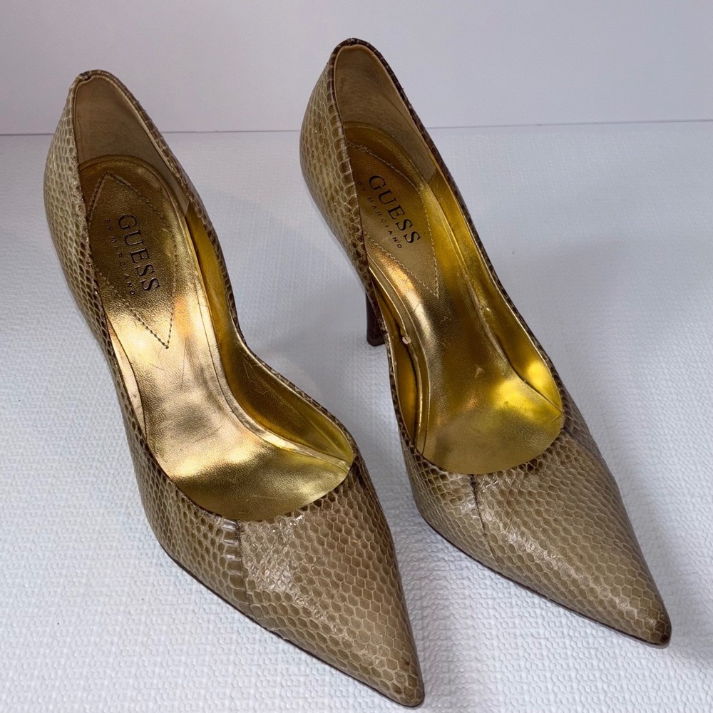 Guess Milano Snakeskin Print Pointed Toe Stiletto Heel Pumps Size 7.5M - Picture 8 of 8